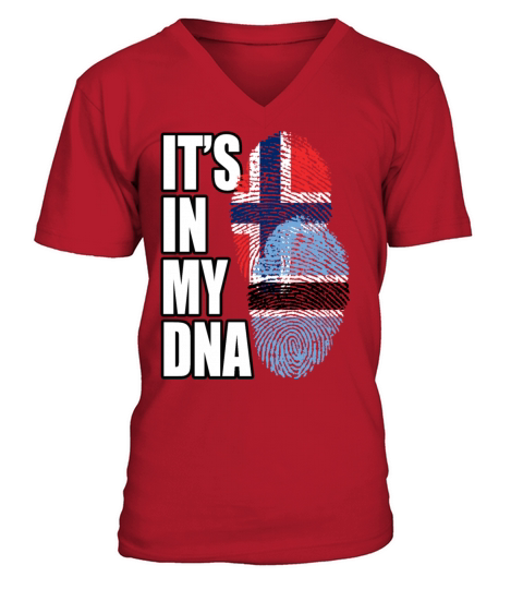 Botswana And Norwegian Mix Heritage DNA Flag V-Neck T-shirt