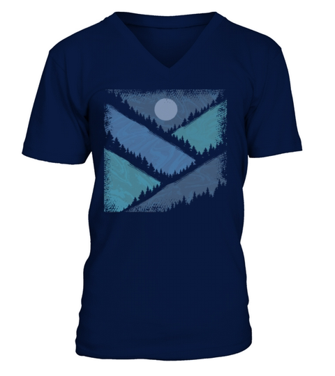 Geometry Mountains With Forest Vintage V-Neck T-shirt