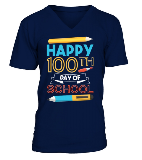 Happy 100th Day Of School V-Neck T-shirt