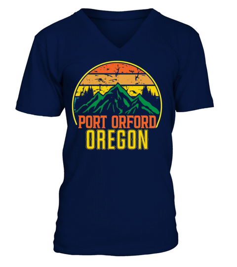 Oregon Port Orford Vintage Mountains Hiking V-Neck T-shirt