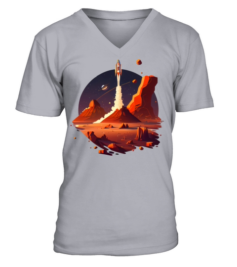 Vintage Space Science Mars Fiction Geek Solar V-Neck T-shirt