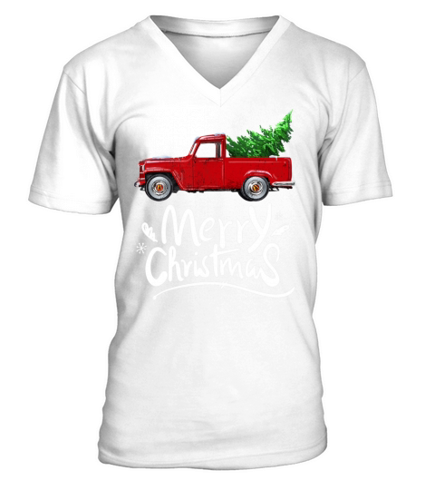 Vintage Wagon Red Truck Christmas Tree Pajama V-Neck T-shirt