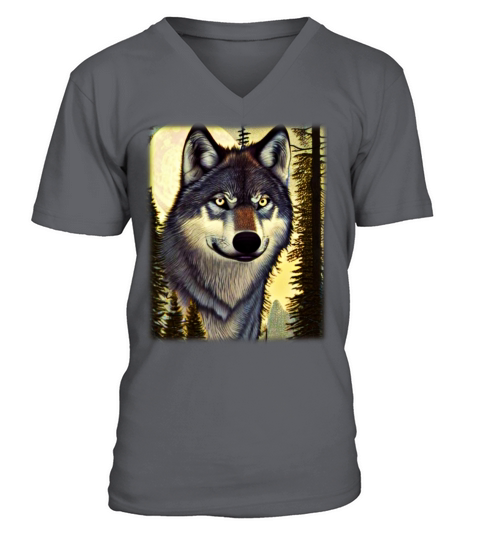 Wolf artwork design predator face imprint V-Neck T-shirt
