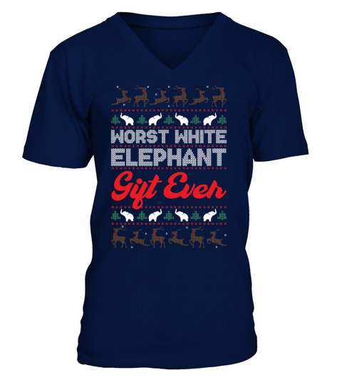 Worst White Elephant Gift Ever Ugly Christmas V-Neck T-shirt