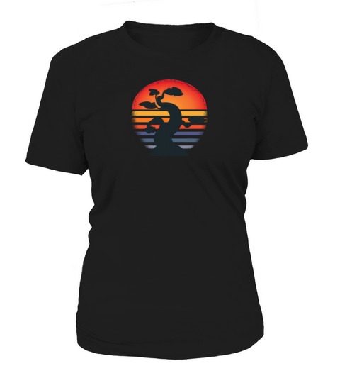 Bonsai Tree Silhouette In Vintage Sunset Women's T-Shirt