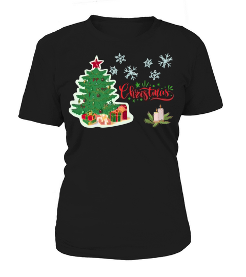 Merry Christmas Tree and Candles Women's T-Shirt