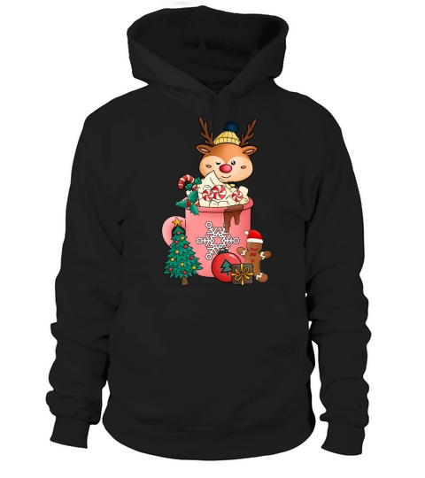 Merry Christmas Christmas Hot Drinks Cute Reindeer Hoodie Unisex