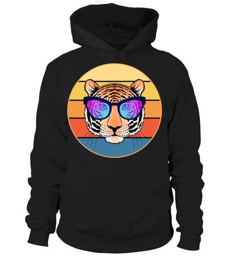 Tiger Big Cat Vintage Retro Sunset Hoodie Unisex