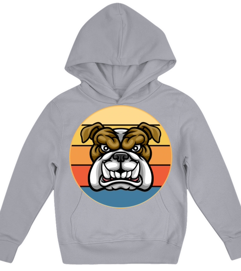 Bulldog Dog Breed Vintage Retro Sunset Kids Hoodie