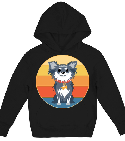 Cute Chihuahua Dog Breed Vintage Retro Sunset Kids Hoodie