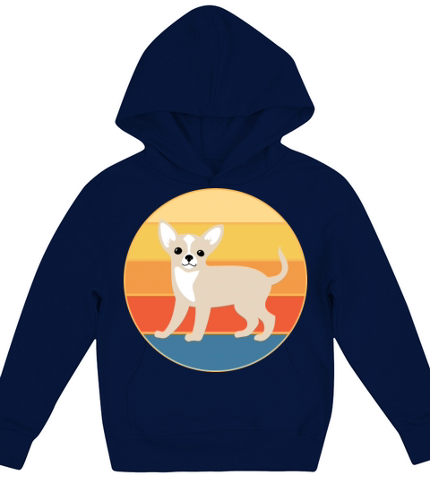Cute Chihuahua Dog Breed Vintage Retro Sunset Kids Hoodie