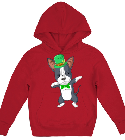 dabbing boston terrier st patricks day Kids Hoodie