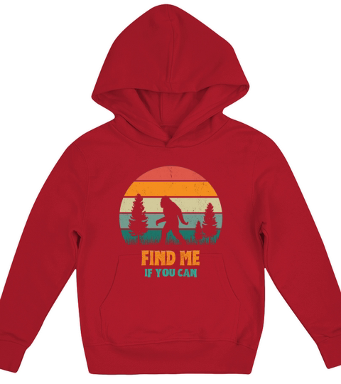 Find Me If You Can Bigfoot Hide And Seek Retro Kids Hoodie