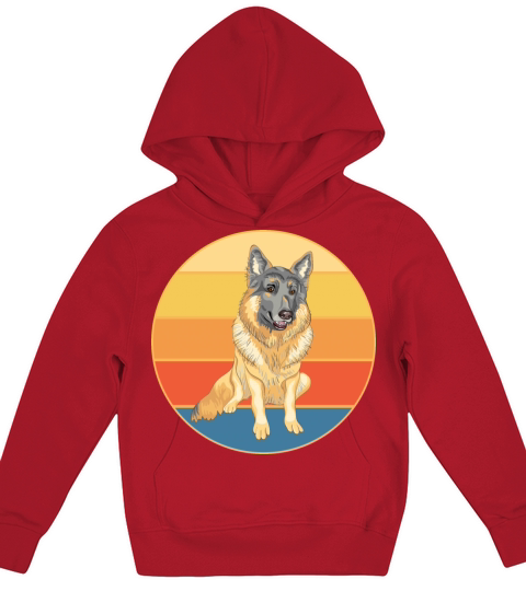 German Shepherd Dog Breed Vintage Retro Sunset Kids Hoodie