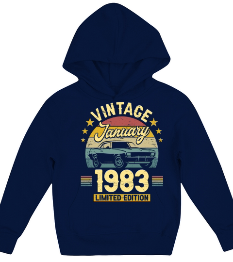 January 1983 40 Years Old Vintage 40th Birthday Kids Hoodie