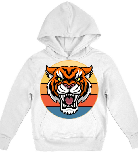 Tiger Big Cat Vintage Retro Sunset Kids Hoodie
