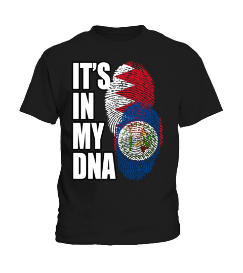 Belizean And Bahraini Mix Heritage DNA Flag Kids T-Shirt