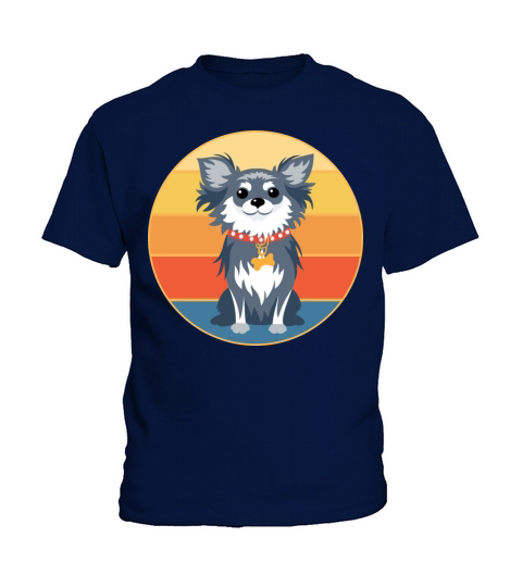 Cute Chihuahua Dog Breed Vintage Retro Sunset Kids T-Shirt