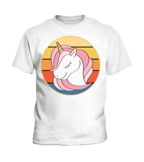 Cute Kawaii Unicorn Retro Sunset Vintage Kids T-Shirt