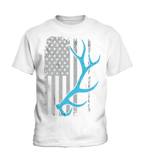 Elk Hunter Vintage American Flag Shed Antler Kids T-Shirt