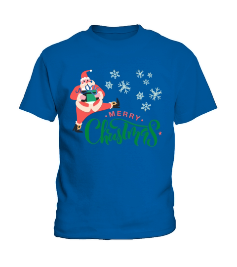 Merry Christmas in Green Font and Pink Santa Kids T-Shirt
