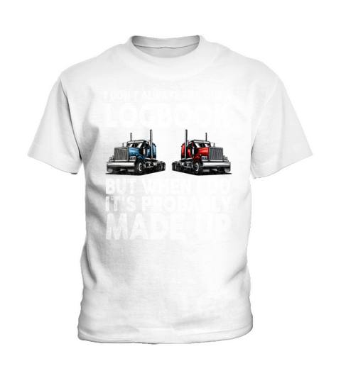 Trailer Truck Made Up Logbook Driving Trucker Kids T-Shirt