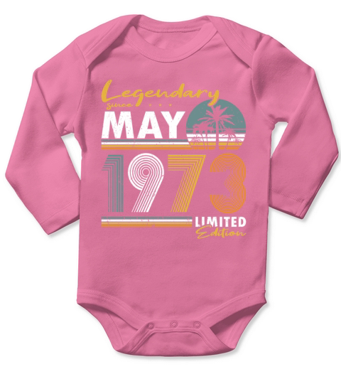 50th birthday legendary since vintage may 1973 Long Sleeve Baby One-Piece