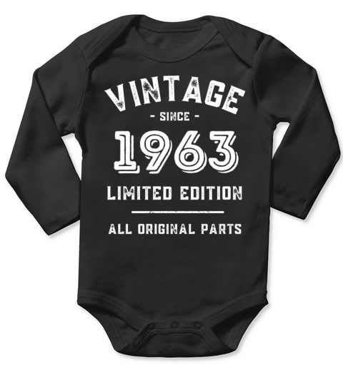60 Years Vintage 1963 Retro 60th Birthday Long Sleeve Baby One-Piece