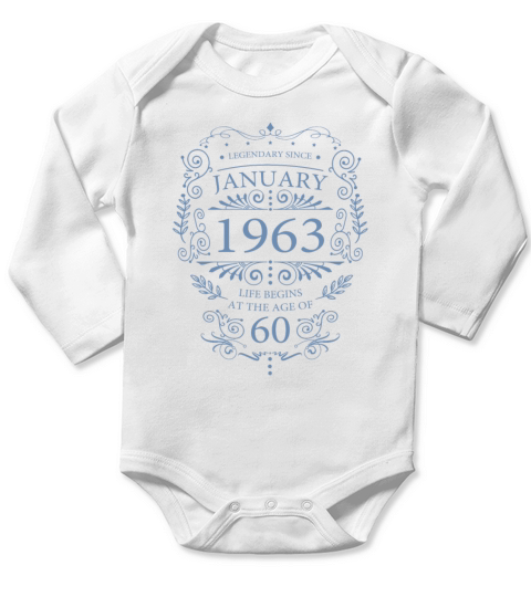 60th birthday january 1963 vintage birthday Long Sleeve Baby One-Piece