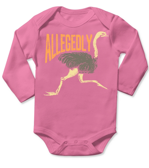 Allegedly Ostrich Running Bird Vintage Long Sleeve Baby One-Piece