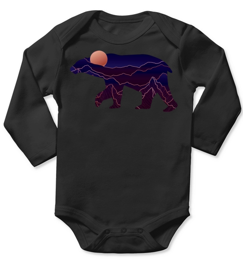 Bear With Abstract Mountain Long Sleeve Baby One-Piece