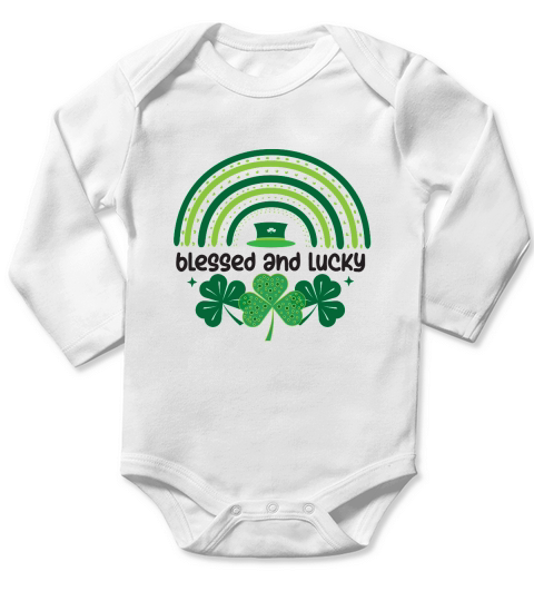 Blessed And Lucky St. Patricks Day Long Sleeve Baby One-Piece