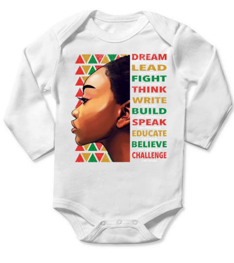 BLM Melanin Pride African American Black History Long Sleeve Baby One-Piece