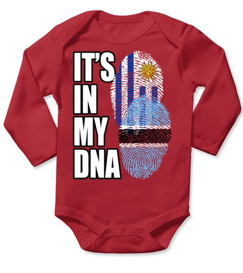 Botswana And Uruguayan Mix Heritage DNA Flag Long Sleeve Baby One-Piece