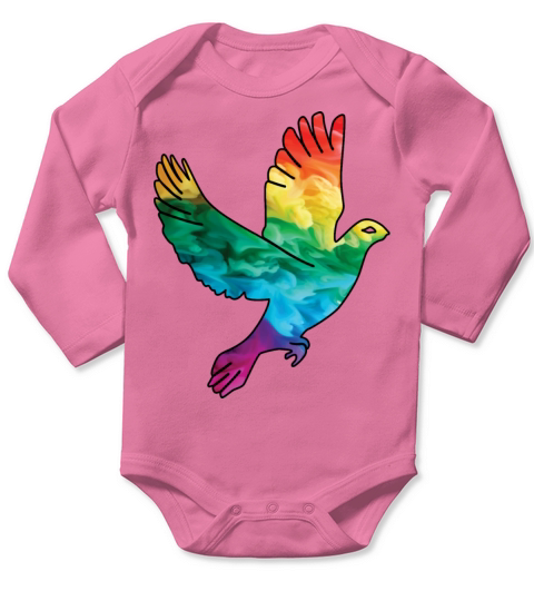 Colorful Rainbow Dove With Smoke And Fog Long Sleeve Baby One-Piece