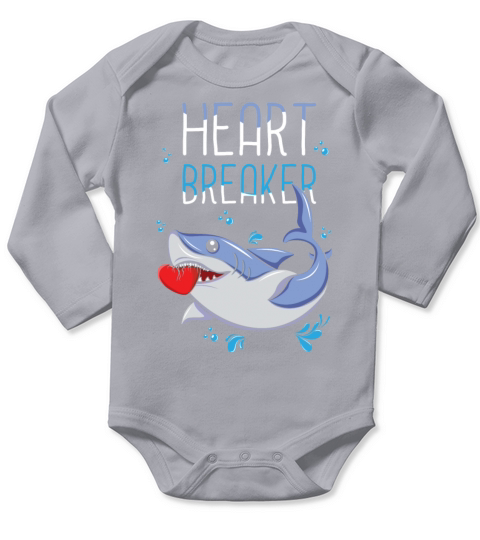 Cute Shark Heart Break Funny Hearts Day Valentines Long Sleeve Baby One-Piece