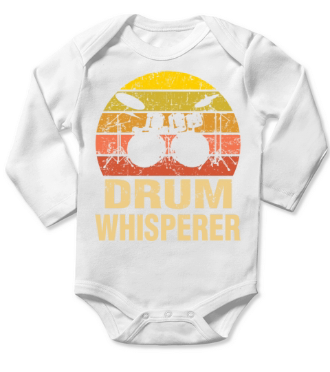 Drum Whisperer Retro Intrument Drummer Drumming Long Sleeve Baby One-Piece