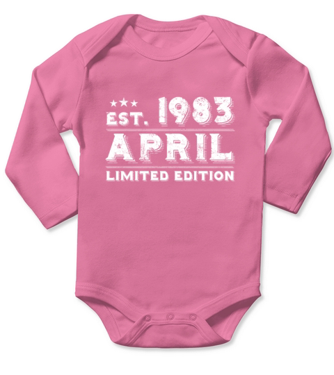 Est April 1983 - Birthday Present - Vintage Long Sleeve Baby One-Piece