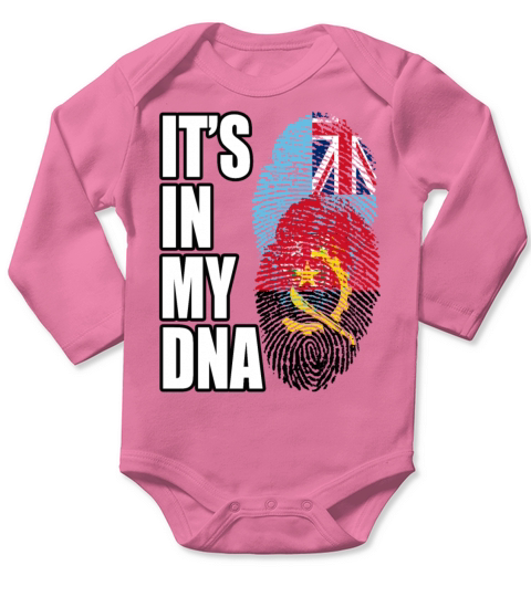 Fijian And Angolan Mix Heritage DNA Flag Long Sleeve Baby One-Piece