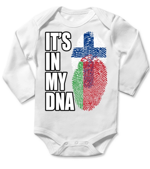 Finland And Belarusian Mix Heritage DNA Flag Long Sleeve Baby One-Piece