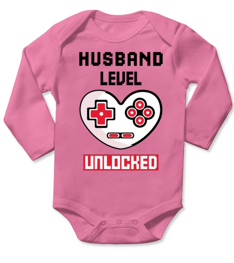 Funny Valentines Day Husband Level Unlocked Long Sleeve Baby One-Piece