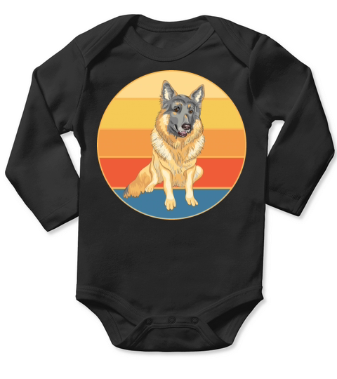 German Shepherd Dog Breed Vintage Retro Sunset Long Sleeve Baby One-Piece