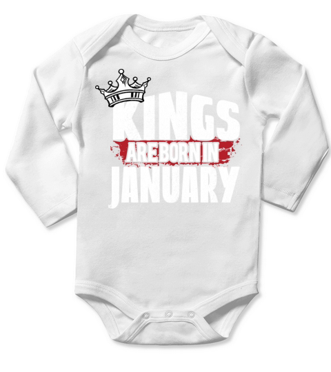 Kings are born in january Long Sleeve Baby One-Piece