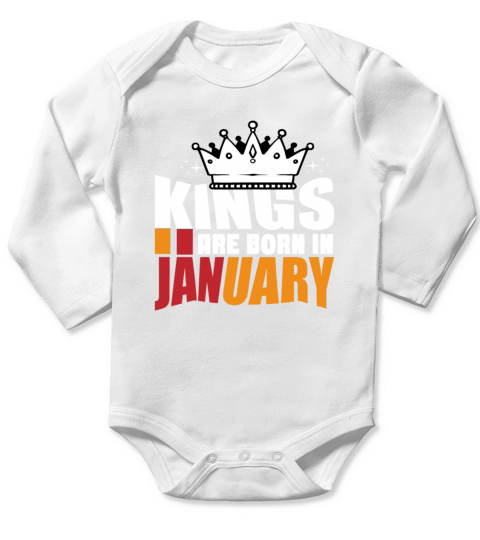 Kings are born in january Long Sleeve Baby One-Piece