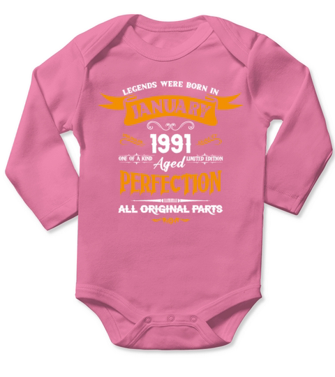 Legends Were Born In January 1991 Long Sleeve Baby One-Piece