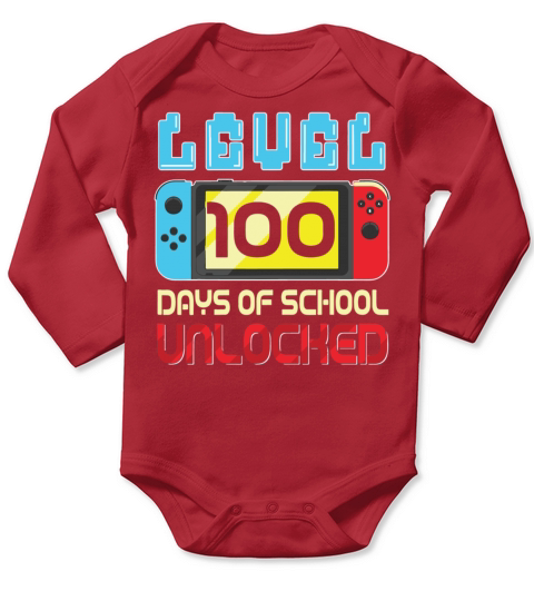 Level 100 Days Of School Unlocked Video Games Long Sleeve Baby One-Piece