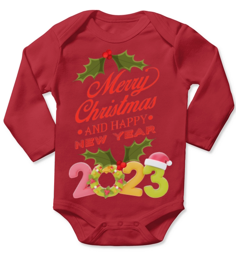 merry christmas and happy new year Long Sleeve Baby One-Piece