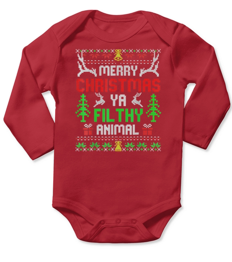Merry Christmas Animal Filthy Ya Long Sleeve Baby One-Piece