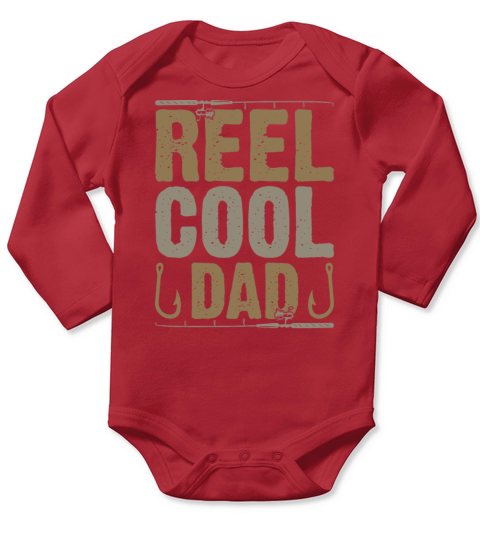 Reel Cool Dad Fishing Vintage Fathers Day Fishing Long Sleeve Baby One-Piece