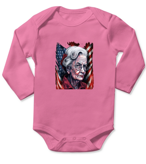 Retired Military Vintage Veteran American Mom Long Sleeve Baby One-Piece